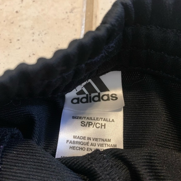 💜 Adidas Black & White 3-Stripe Track Pants - Size S/P - Picture 2 of 5